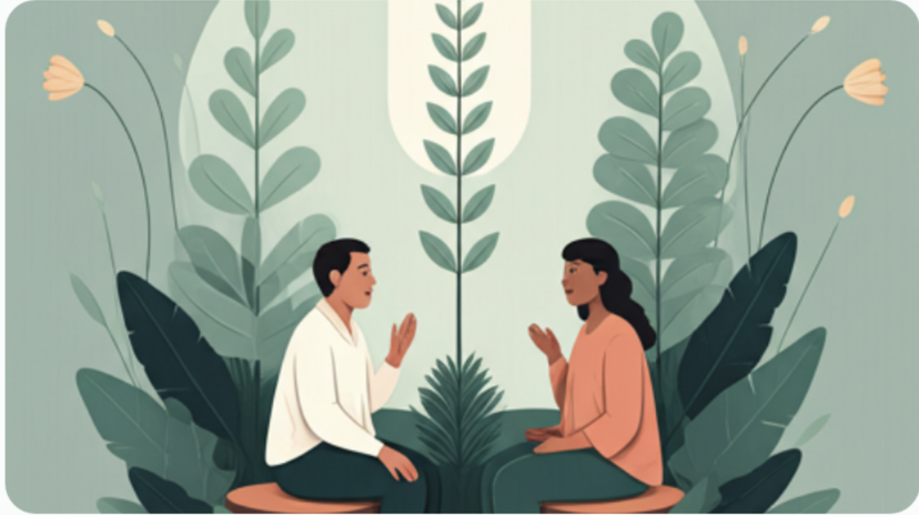 spiritual advisor and client in a serene counselling session